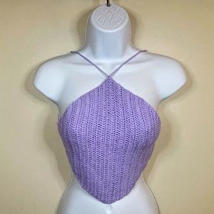Purple backless knit crop top